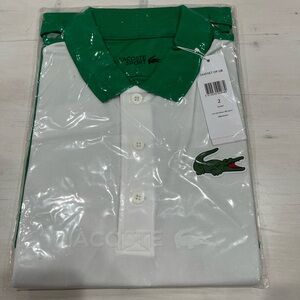 Lacoste Green and White Short Sleeve Polo